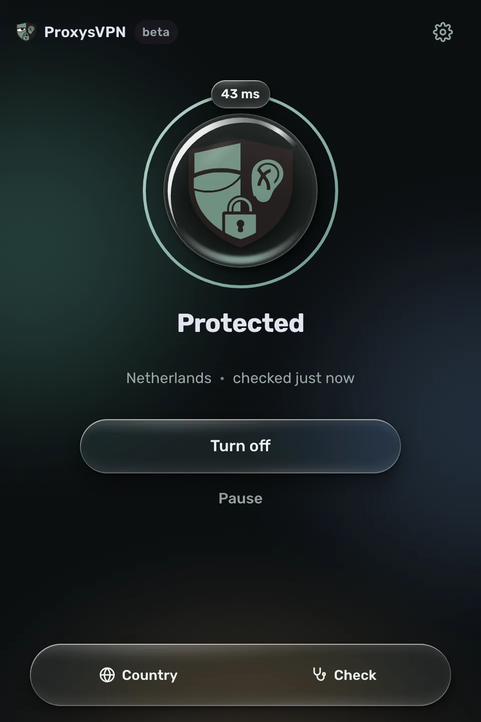 ProxysVPN 主界面:“Protected”